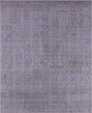Grey Contemporary Handmade Wool & Silk Rug - 7' 11" X 9' 9" - Golden Nile