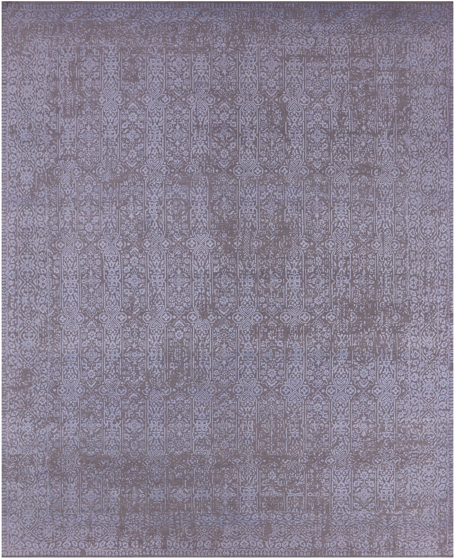 Grey Contemporary Handmade Wool & Silk Rug - 7' 11" X 9' 9" - Golden Nile