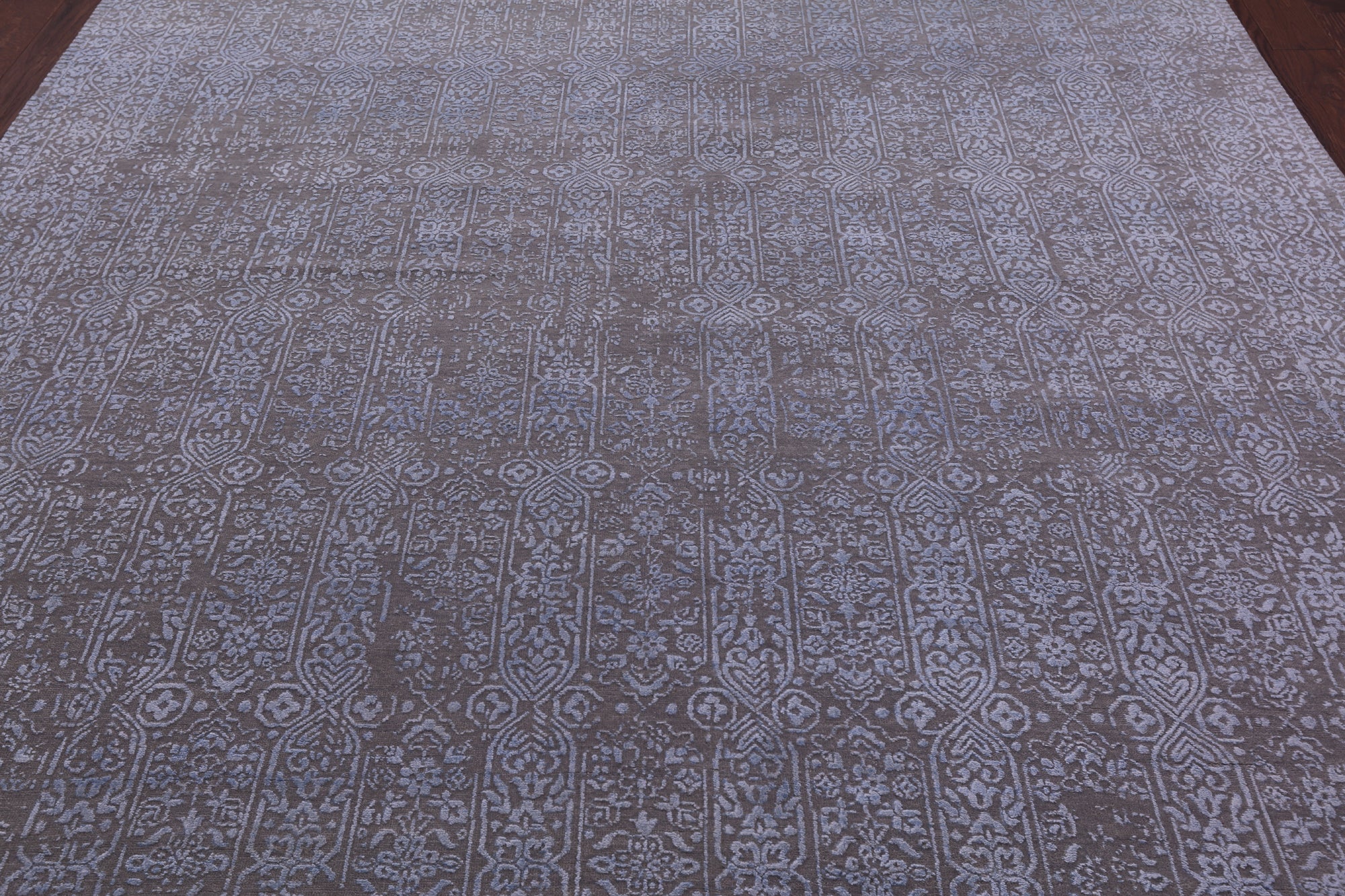 Grey Contemporary Handmade Wool & Silk Rug - 7' 11" X 9' 9" - Golden Nile