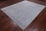 Grey Contemporary Handmade Wool & Silk Rug - 7' 11" X 9' 9"