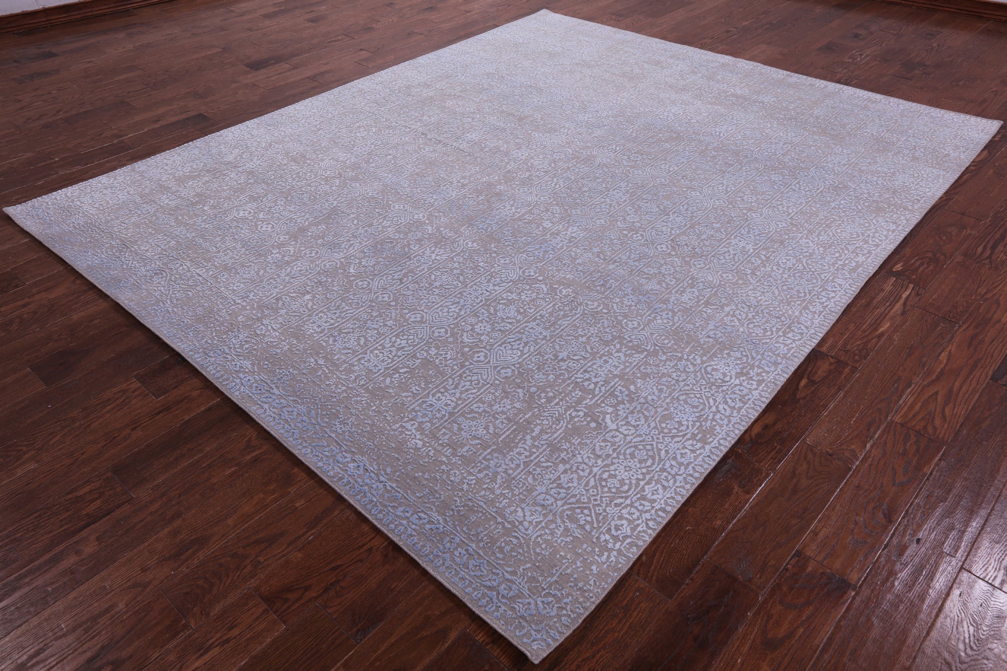 Grey Contemporary Handmade Wool & Silk Rug - 7' 11" X 9' 9" - Golden Nile