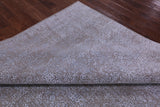 Grey Contemporary Handmade Wool & Silk Rug - 7' 11" X 9' 9" - Golden Nile