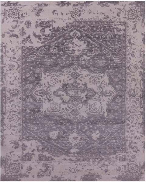 Grey Persian Fine Serapi Handmade Wool Rug - 7' 10" X 9' 8" - Golden Nile