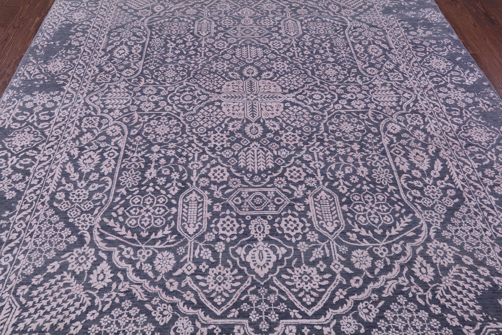 Grey Persian Tabriz Hand Knotted Wool & Silk Rug - 8' 0" X 9' 10" - Golden Nile