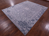 Grey Persian Tabriz Hand Knotted Wool & Silk Rug - 8' 0" X 9' 10" - Golden Nile
