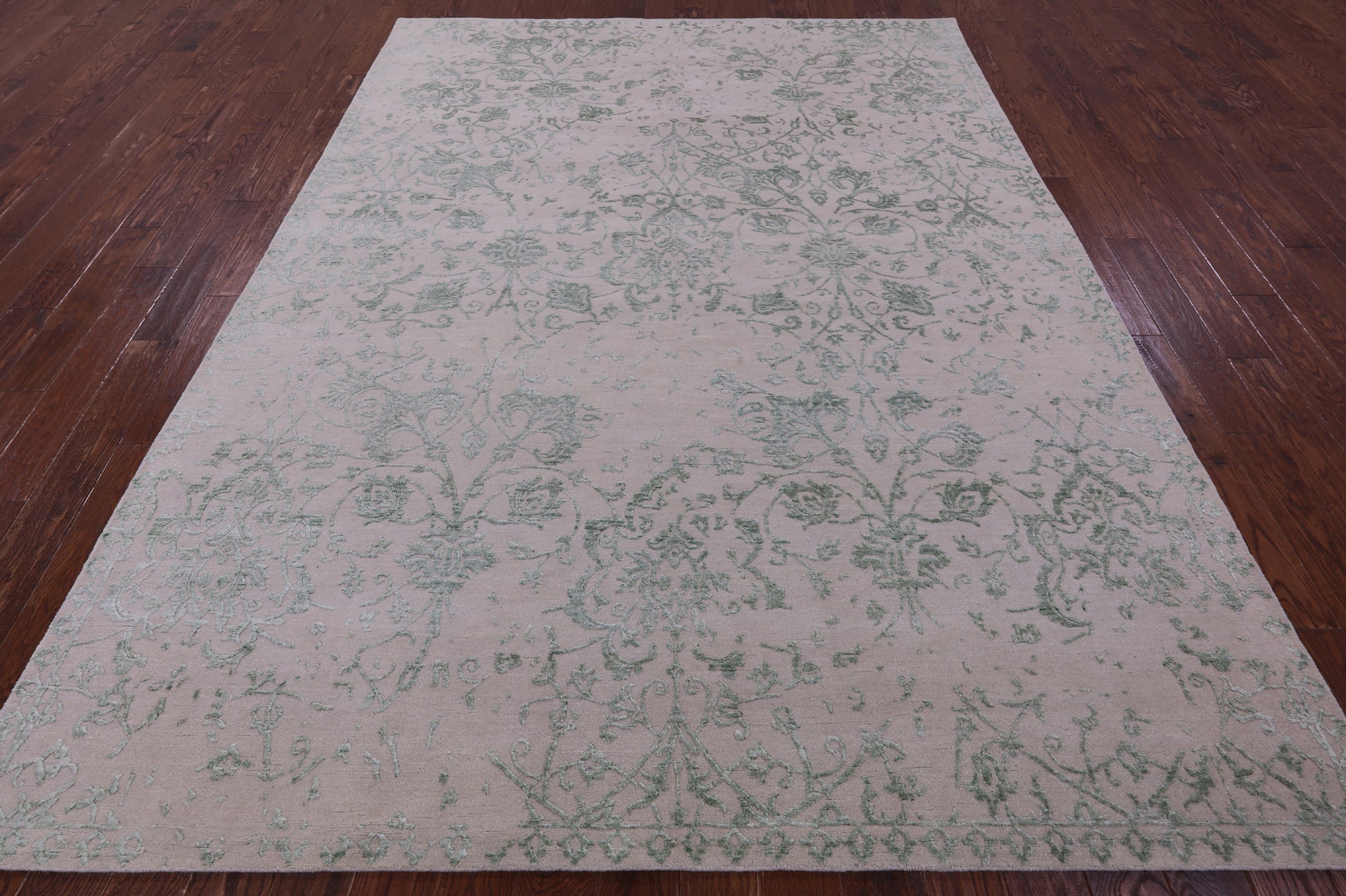 Ivory Persian Tabriz Hand Knotted Wool & Silk Rug - 7' 9" X 10' 2" - Golden Nile