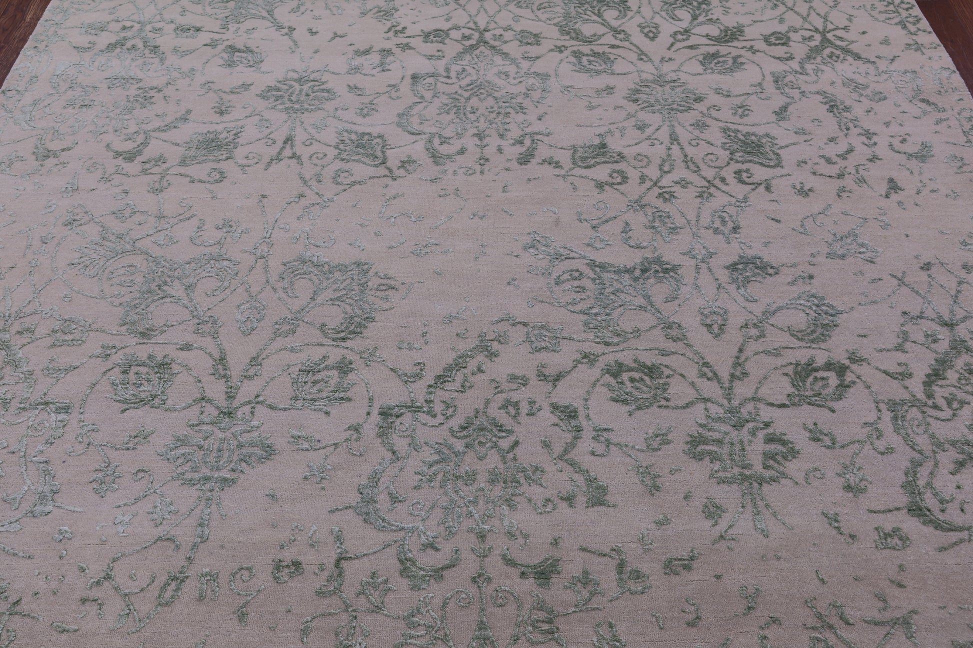 Ivory Persian Tabriz Hand Knotted Wool & Silk Rug - 7' 9" X 10' 2" - Golden Nile