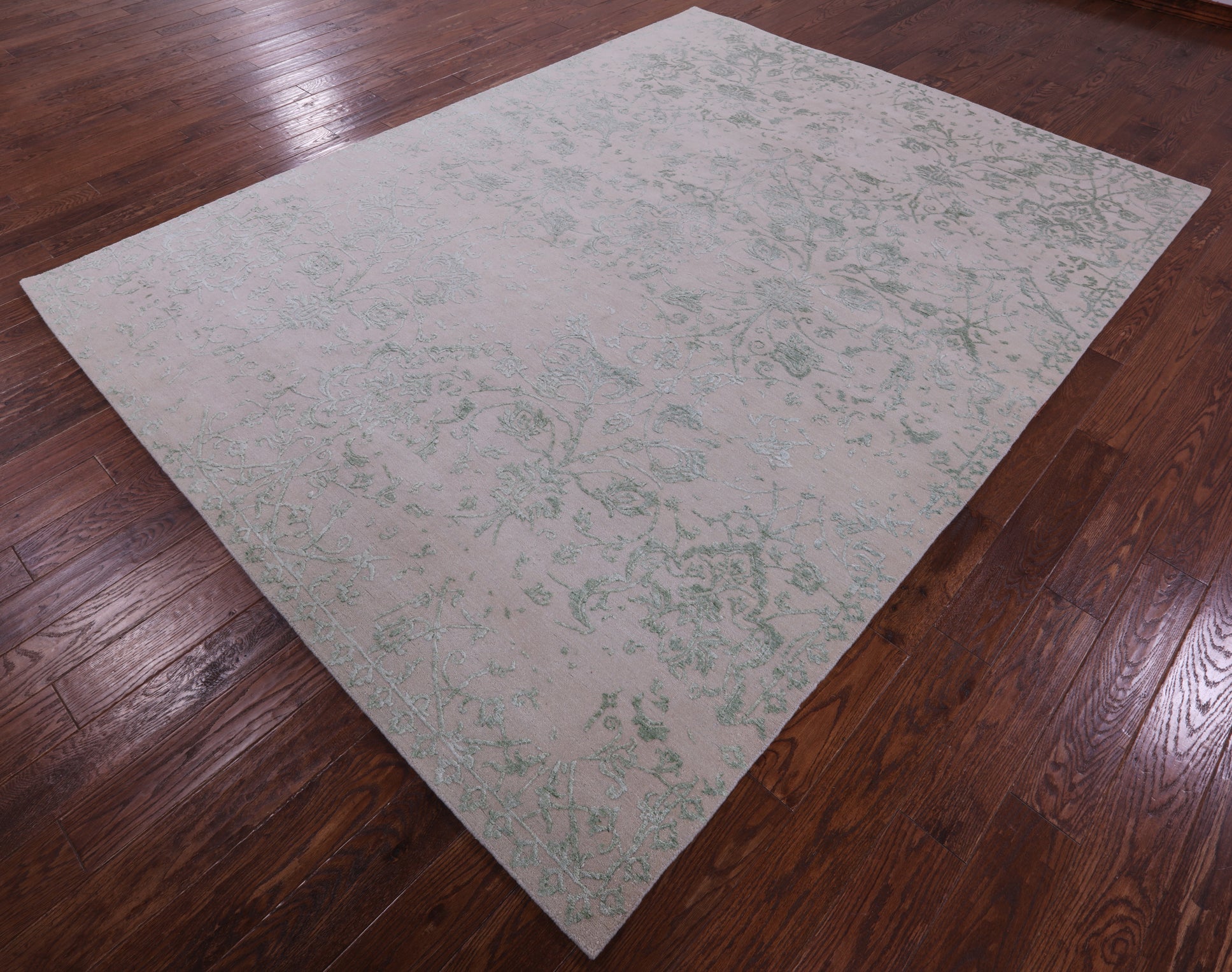 Ivory Persian Tabriz Hand Knotted Wool & Silk Rug - 7' 9" X 10' 2" - Golden Nile
