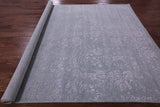 Light Green Persian Tabriz Hand Knotted Wool & Silk Rug - 8' 0" X 9' 11" - Golden Nile