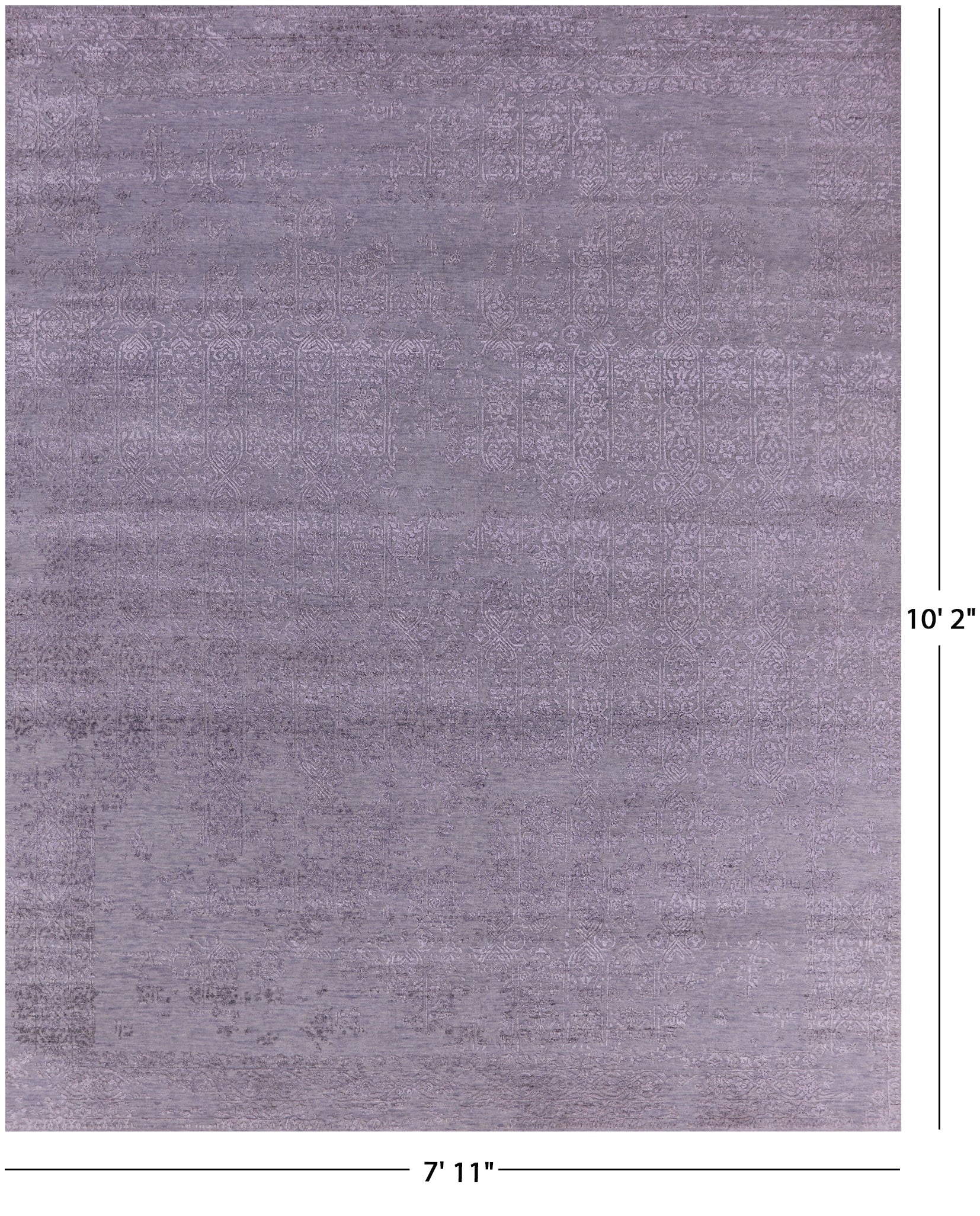 Grey Persian Hand Knotted Wool & Silk Rug - 7' 11" X 10' 2" - Golden Nile