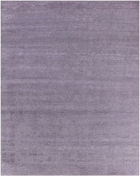Grey Persian Hand Knotted Wool & Silk Rug - 7' 11" X 10' 2" - Golden Nile