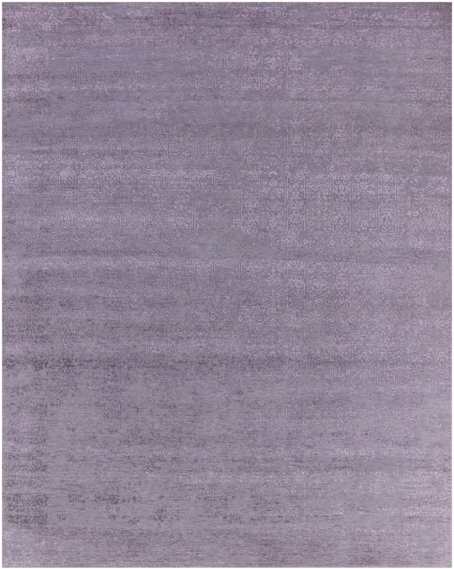 Grey Persian Hand Knotted Wool & Silk Rug - 7' 11" X 10' 2" - Golden Nile