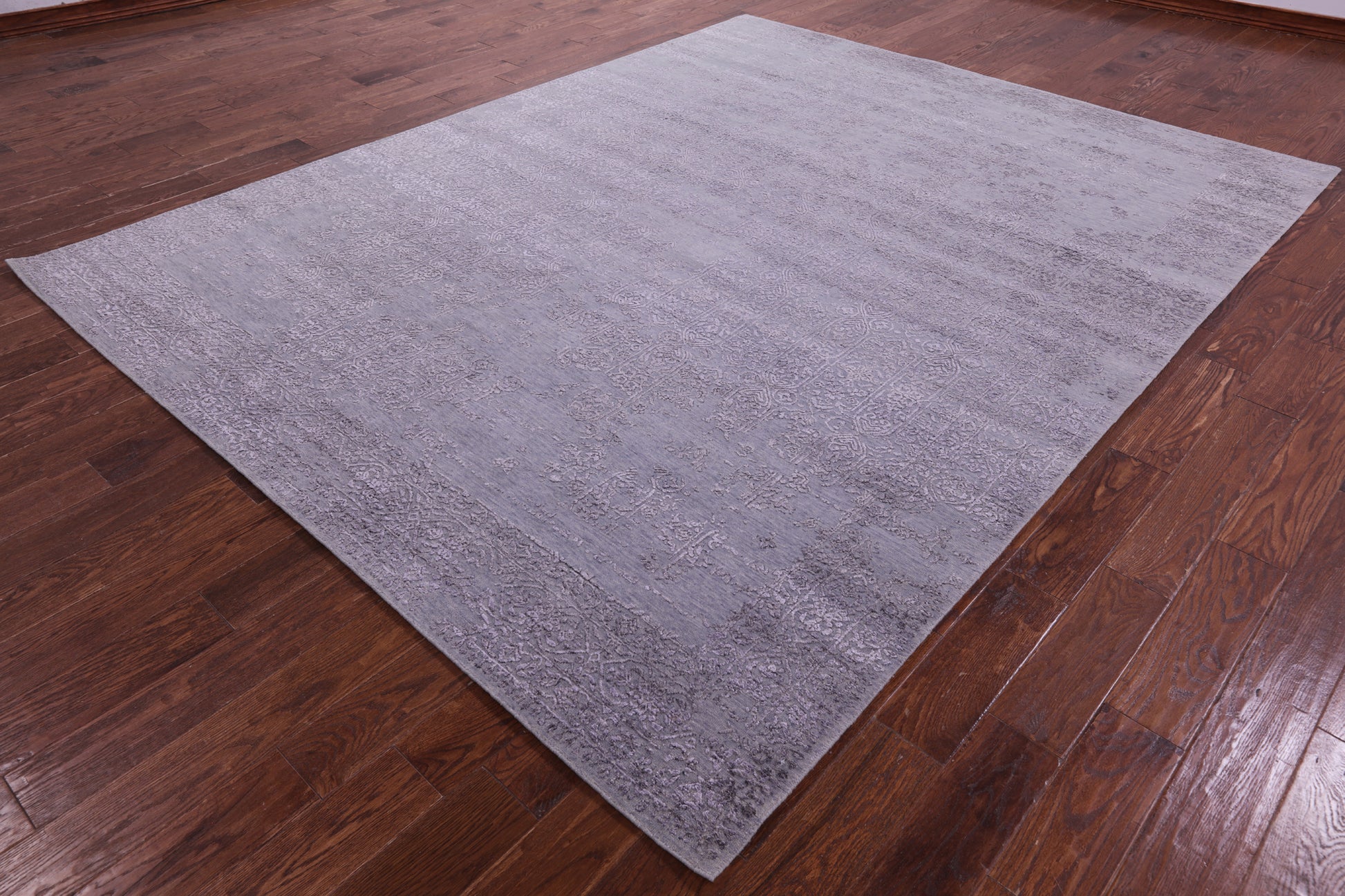 Grey Persian Hand Knotted Wool & Silk Rug - 7' 11" X 10' 2" - Golden Nile