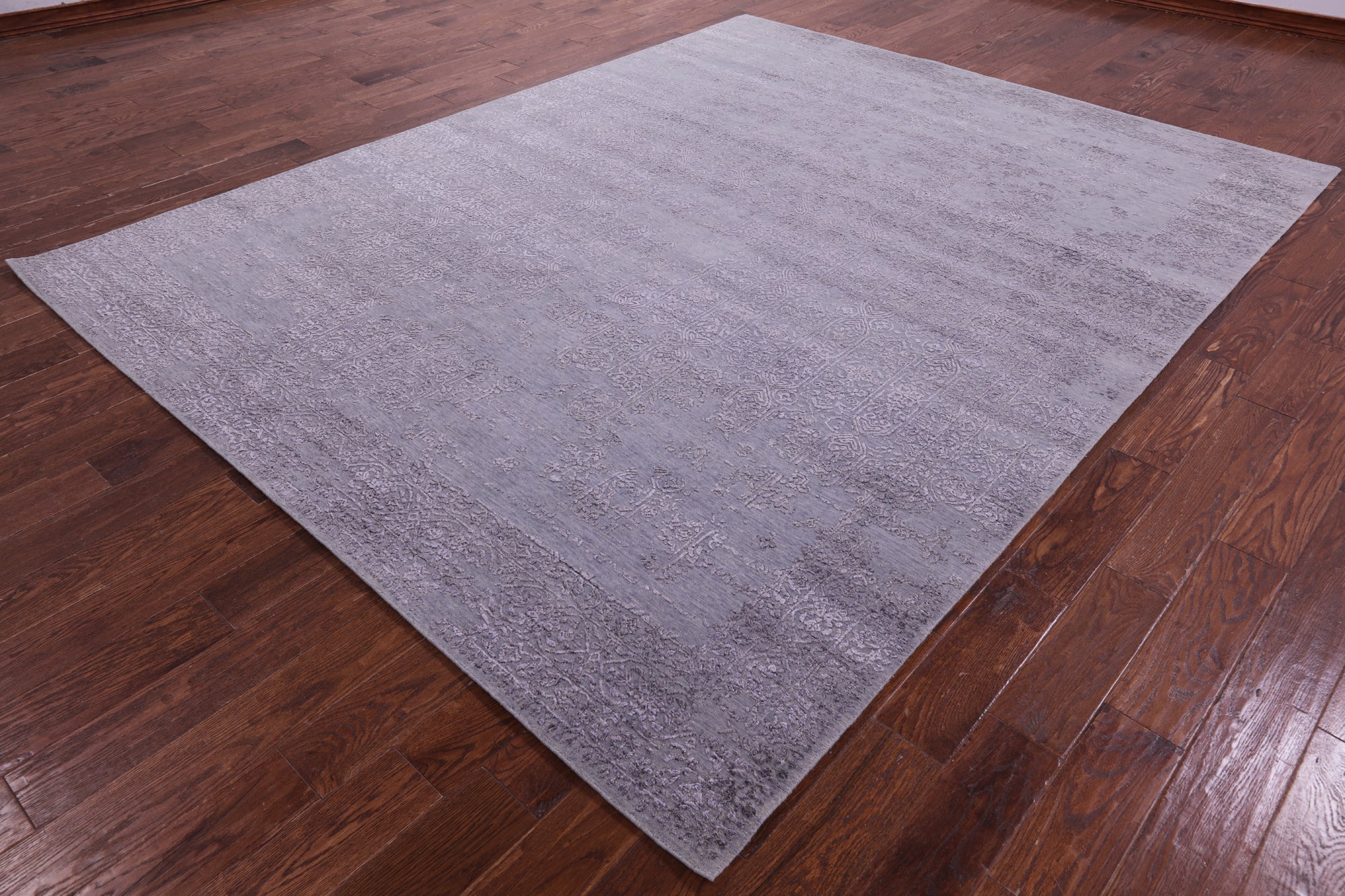 Grey Persian Hand Knotted Wool & Silk Rug - 7' 11" X 10' 2" - Golden Nile
