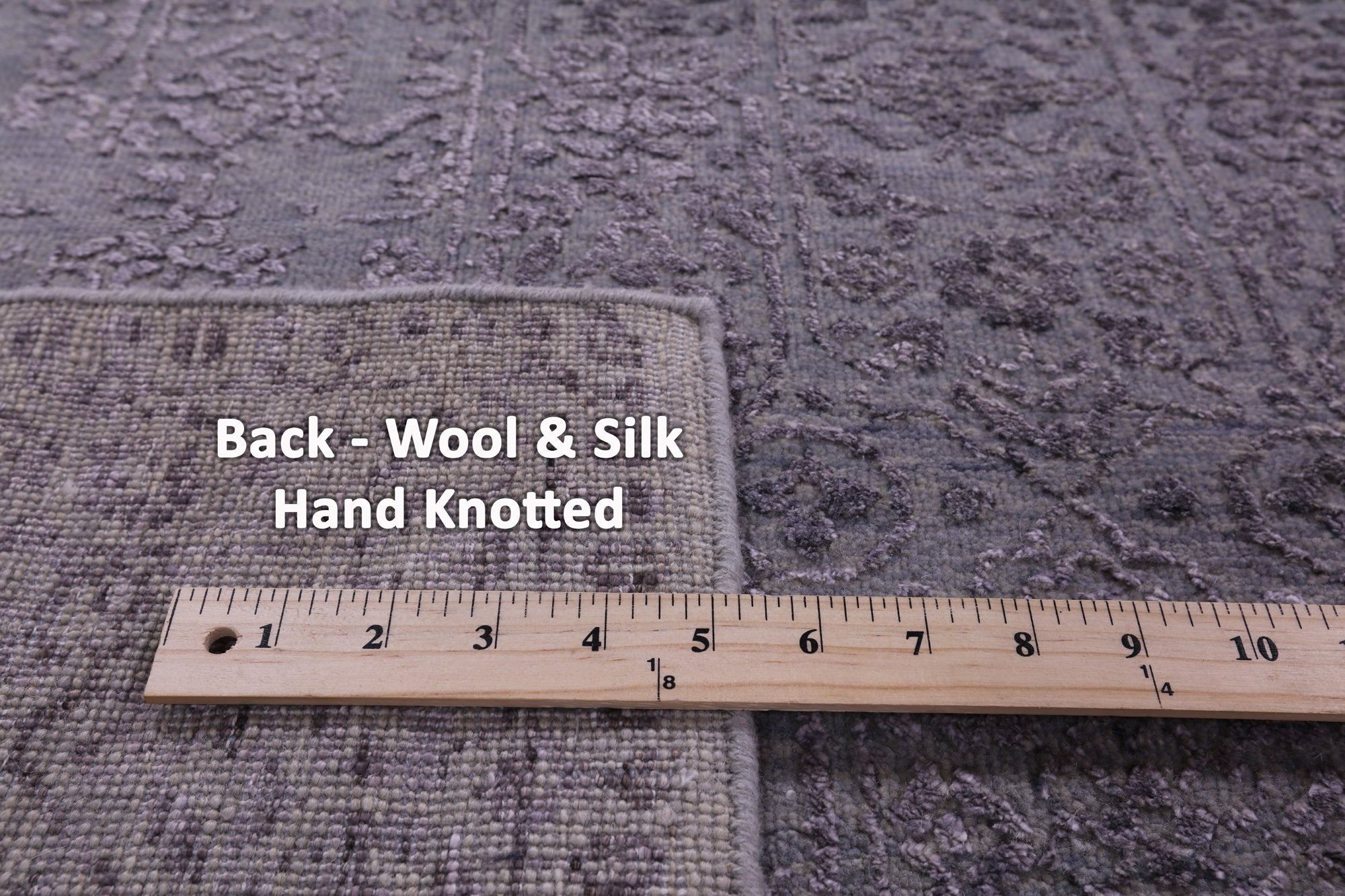 Grey Persian Hand Knotted Wool & Silk Rug - 7' 11" X 10' 2" - Golden Nile