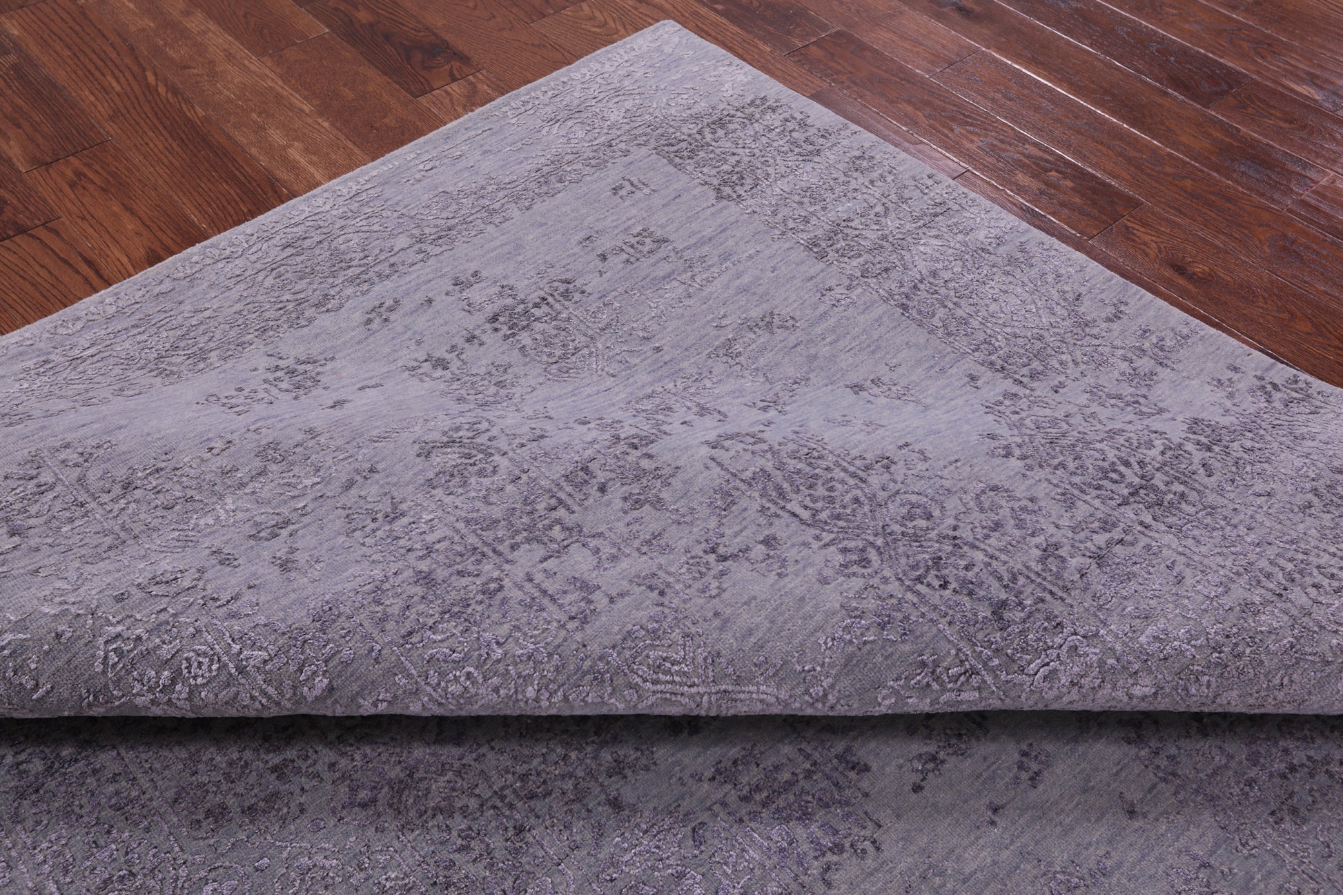 Grey Persian Hand Knotted Wool & Silk Rug - 7' 11" X 10' 2" - Golden Nile