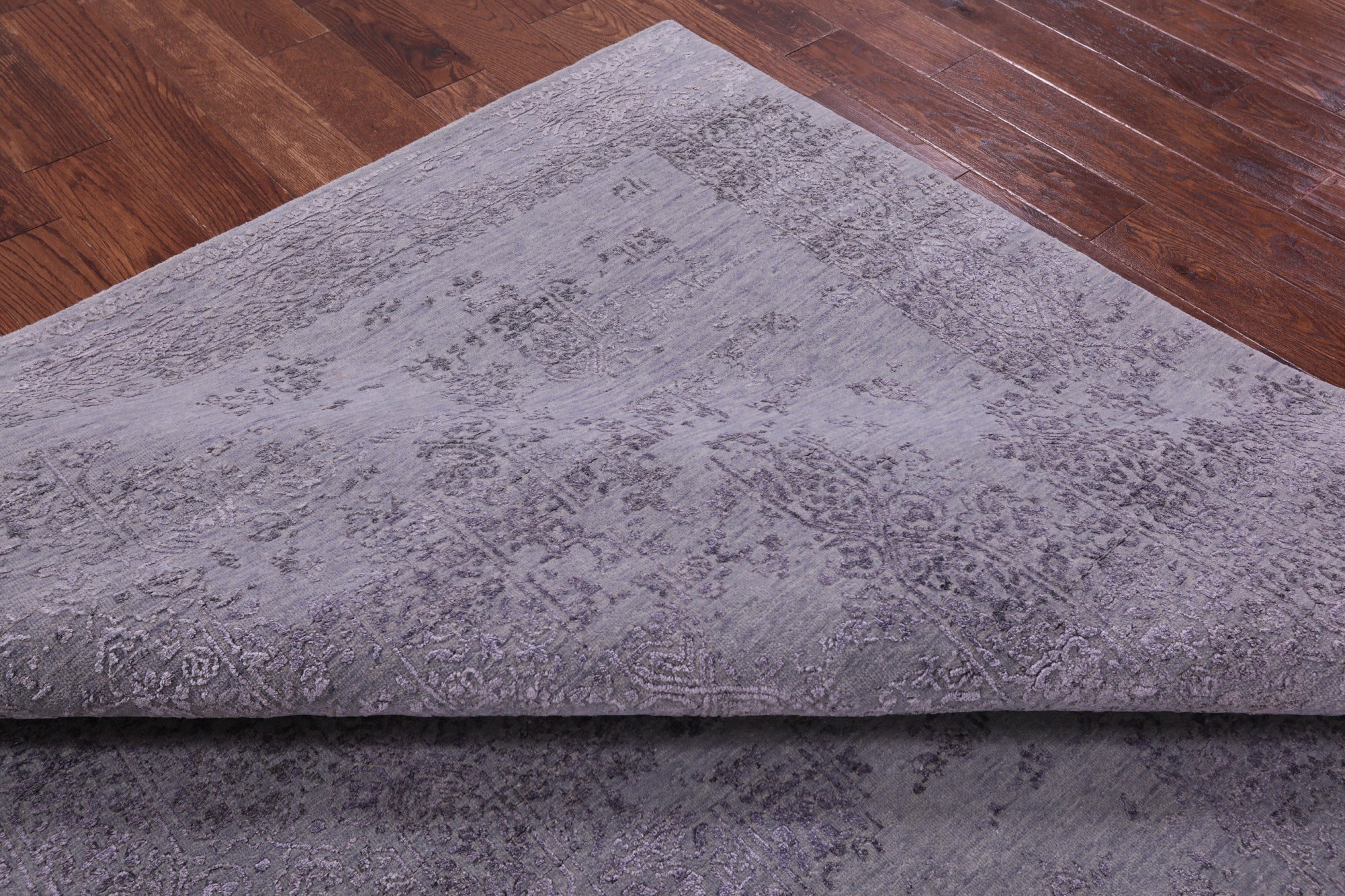 Grey Persian Hand Knotted Wool & Silk Rug - 7' 11" X 10' 2" - Golden Nile