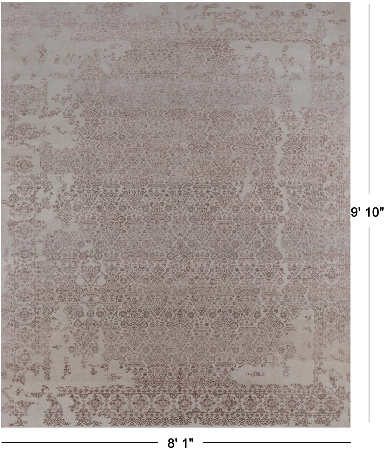 Persian Tabriz Hand Knotted Wool & Silk Rug - 8' 1" X 9' 10"