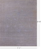Grey Persian Hand Knotted Wool & Silk Rug - 7' 11" X 9' 10"