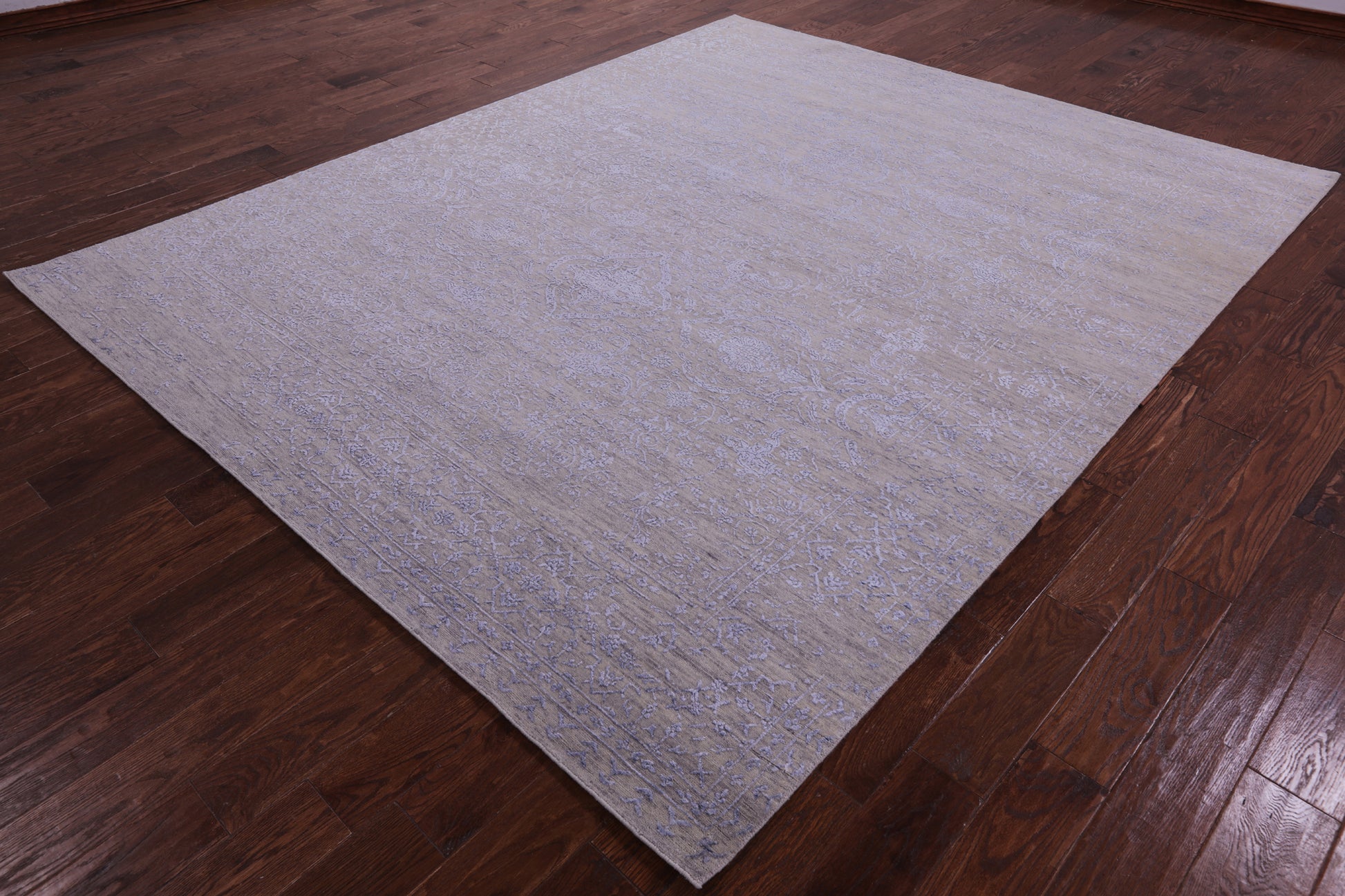 Grey Persian Hand Knotted Wool & Silk Rug - 7' 11" X 9' 10" - Golden Nile