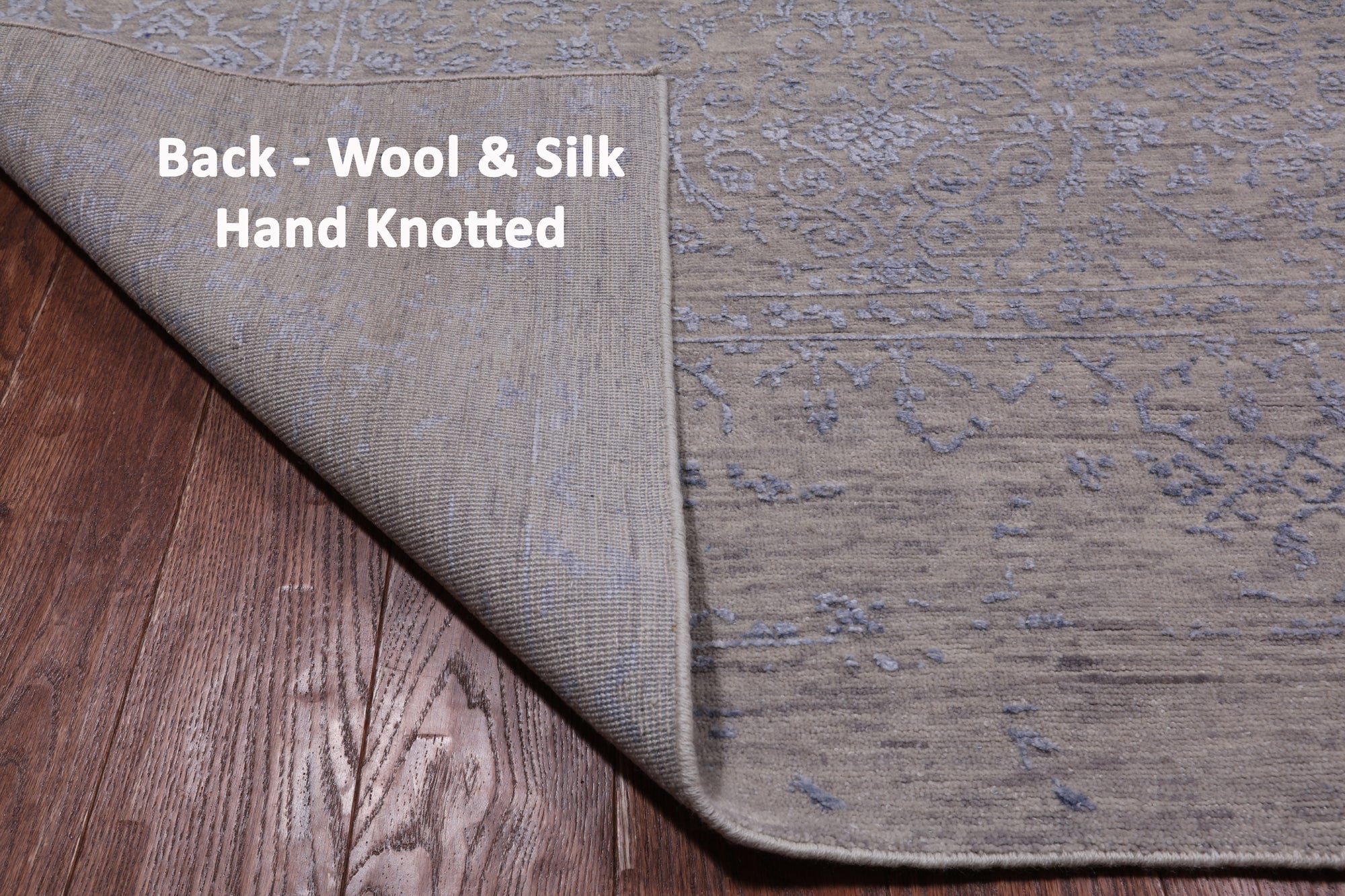 Grey Persian Hand Knotted Wool & Silk Rug - 7' 11" X 9' 10"