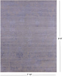 Grey Contemporary Hand Knotted Wool & Silk Rug - 7' 10" X 9' 9" - Golden Nile