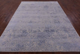 Grey Contemporary Hand Knotted Wool & Silk Rug - 7' 10" X 9' 9" - Golden Nile