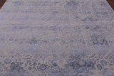 Grey Contemporary Hand Knotted Wool & Silk Rug - 7' 10" X 9' 9" - Golden Nile