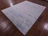 Grey Contemporary Hand Knotted Wool & Silk Rug - 7' 10" X 9' 9" - Golden Nile