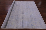 Grey Contemporary Hand Knotted Wool & Silk Rug - 7' 10" X 9' 9" - Golden Nile