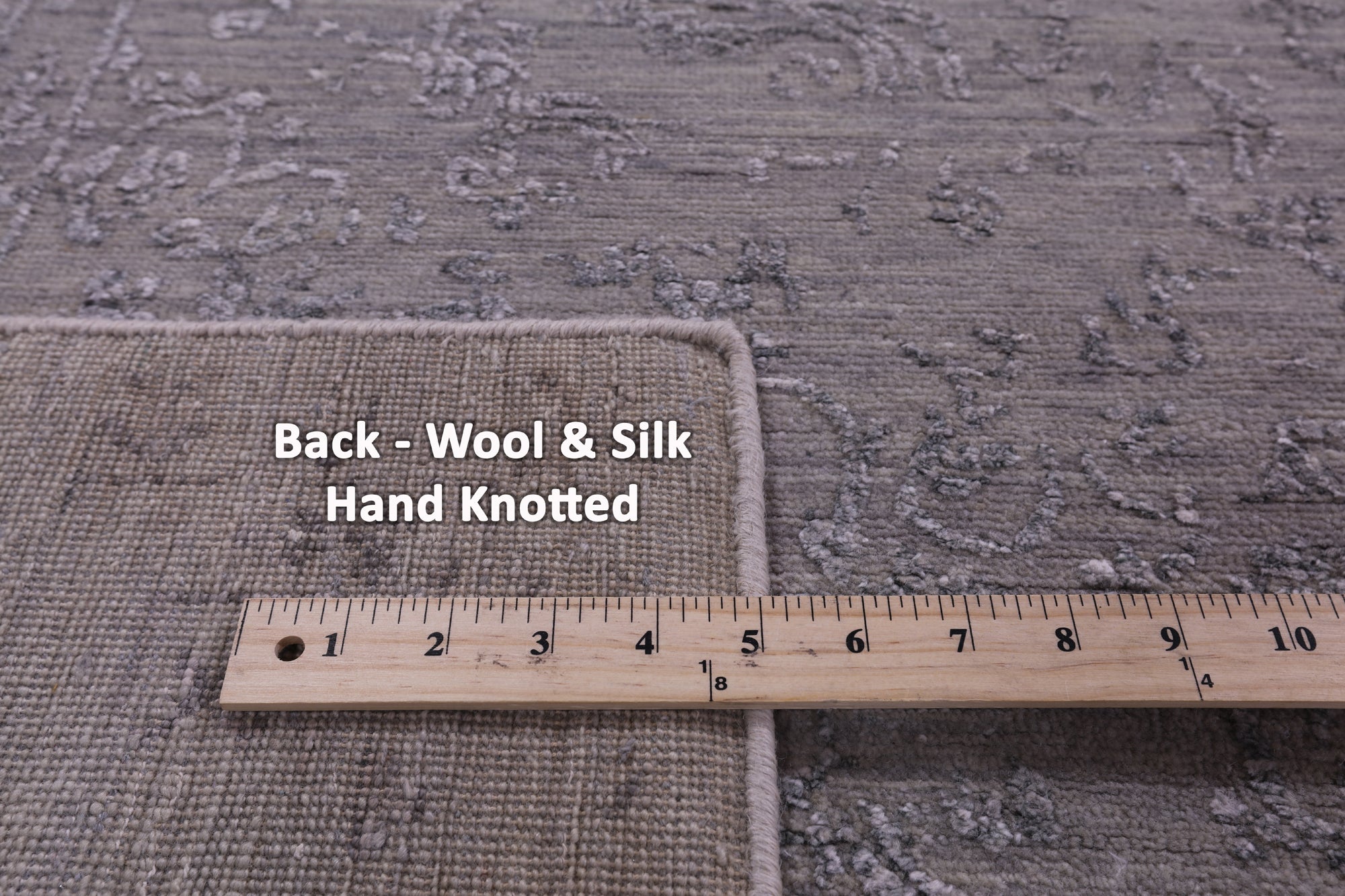 Grey Persian Hand Knotted Wool & Silk Rug - 8' 1" X 9' 11" - Golden Nile
