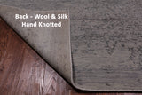 Grey Persian Hand Knotted Wool & Silk Rug - 8' 1" X 9' 11"