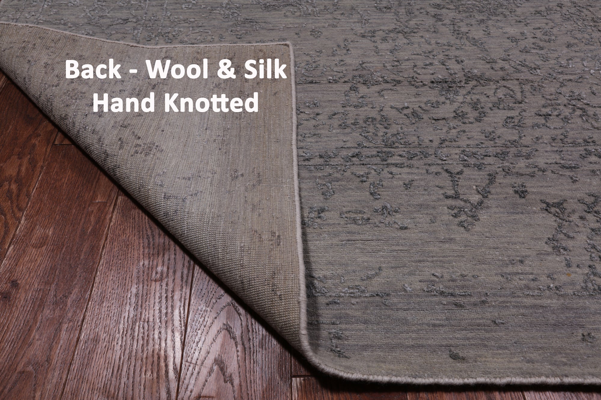 Grey Persian Hand Knotted Wool & Silk Rug - 8' 1" X 9' 11"