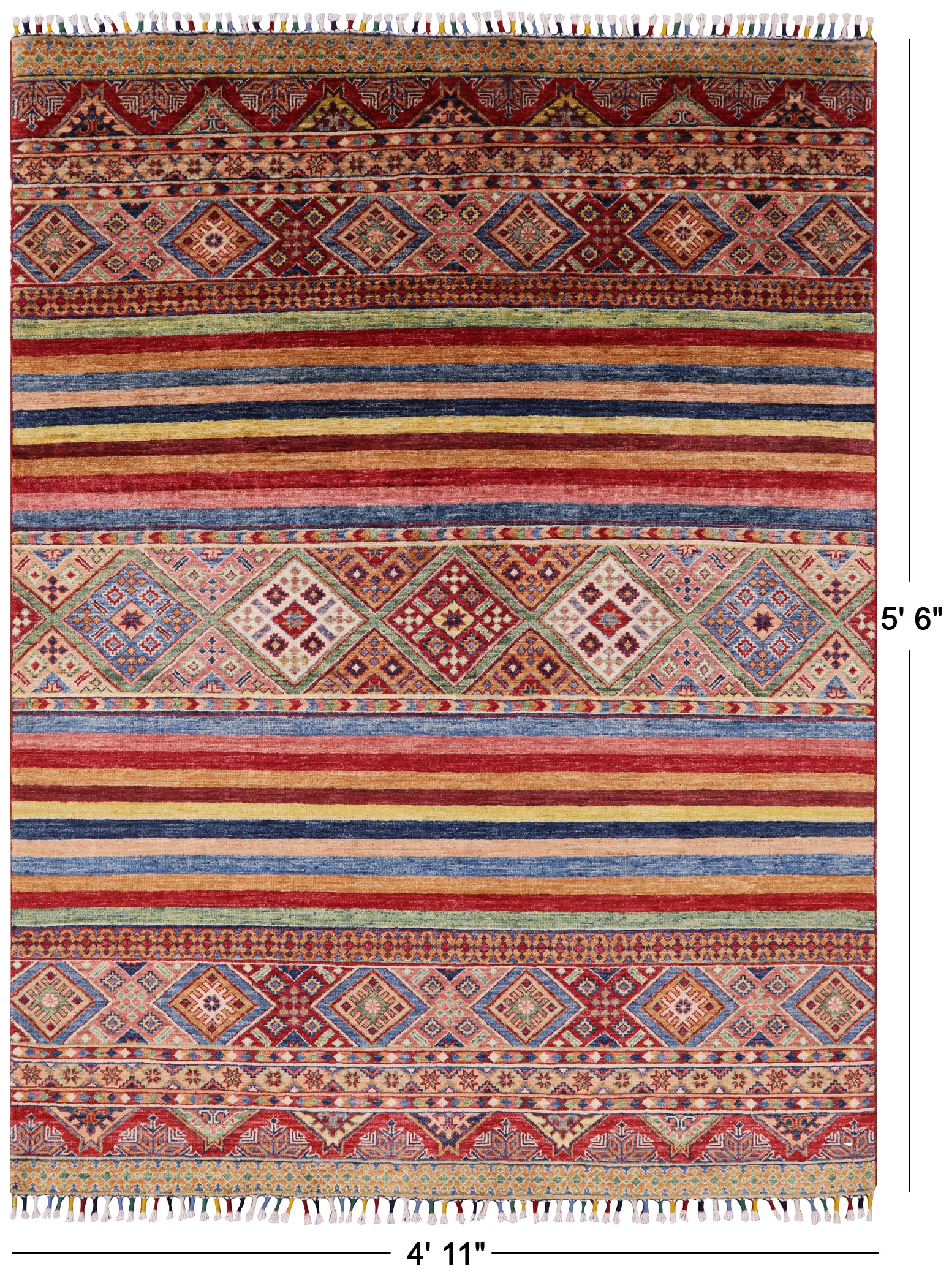 Tribal Khorjin Persian Gabbeh Hand Knotted Wool Rug - 4' 11" X 5' 6" - Golden Nile