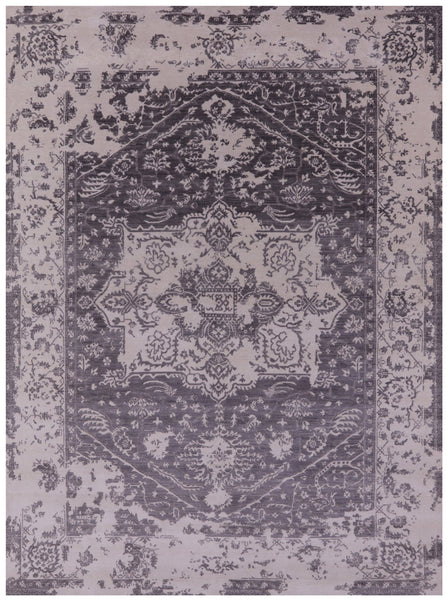 Grey Persian Fine Serapi Hand Knotted Wool Rug - 7' 10" X 10' 5" - Golden Nile