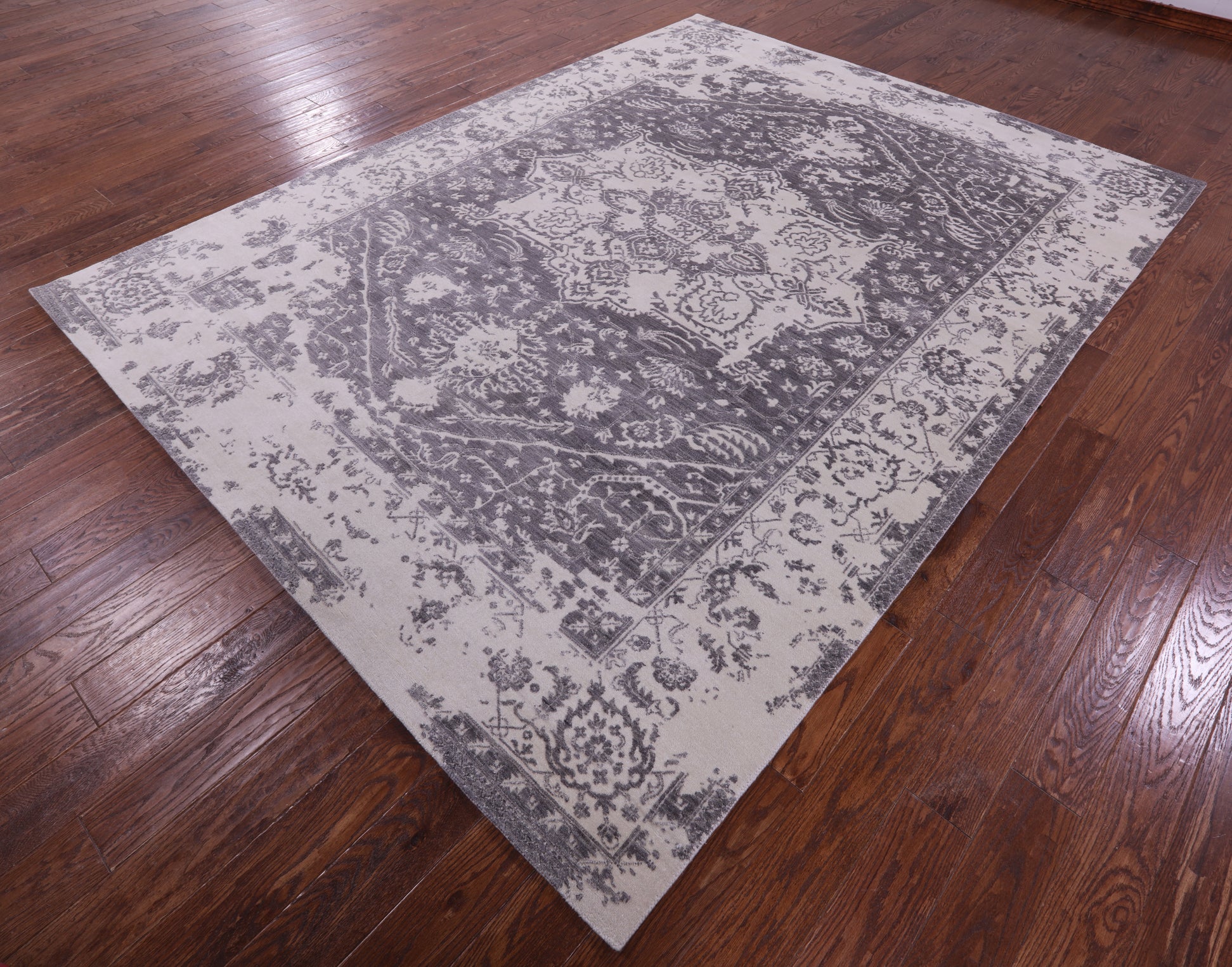 Grey Persian Fine Serapi Hand Knotted Wool Rug - 7' 10" X 10' 5" - Golden Nile