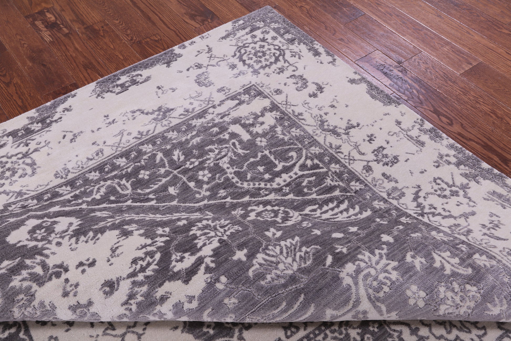Grey Persian Fine Serapi Hand Knotted Wool Rug - 7' 10" X 10' 5" - Golden Nile