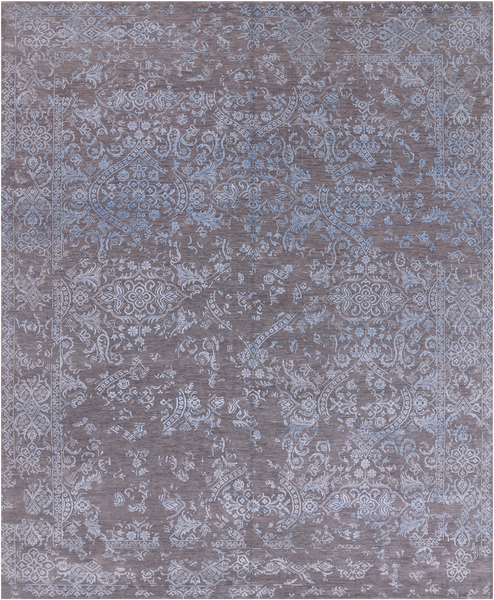 Grey Persian Tabriz Hand Knotted Wool & Silk Rug - 7' 11" X 9' 10"
