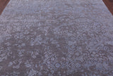 Grey Persian Tabriz Hand Knotted Wool & Silk Rug - 7' 11" X 9' 10" - Golden Nile