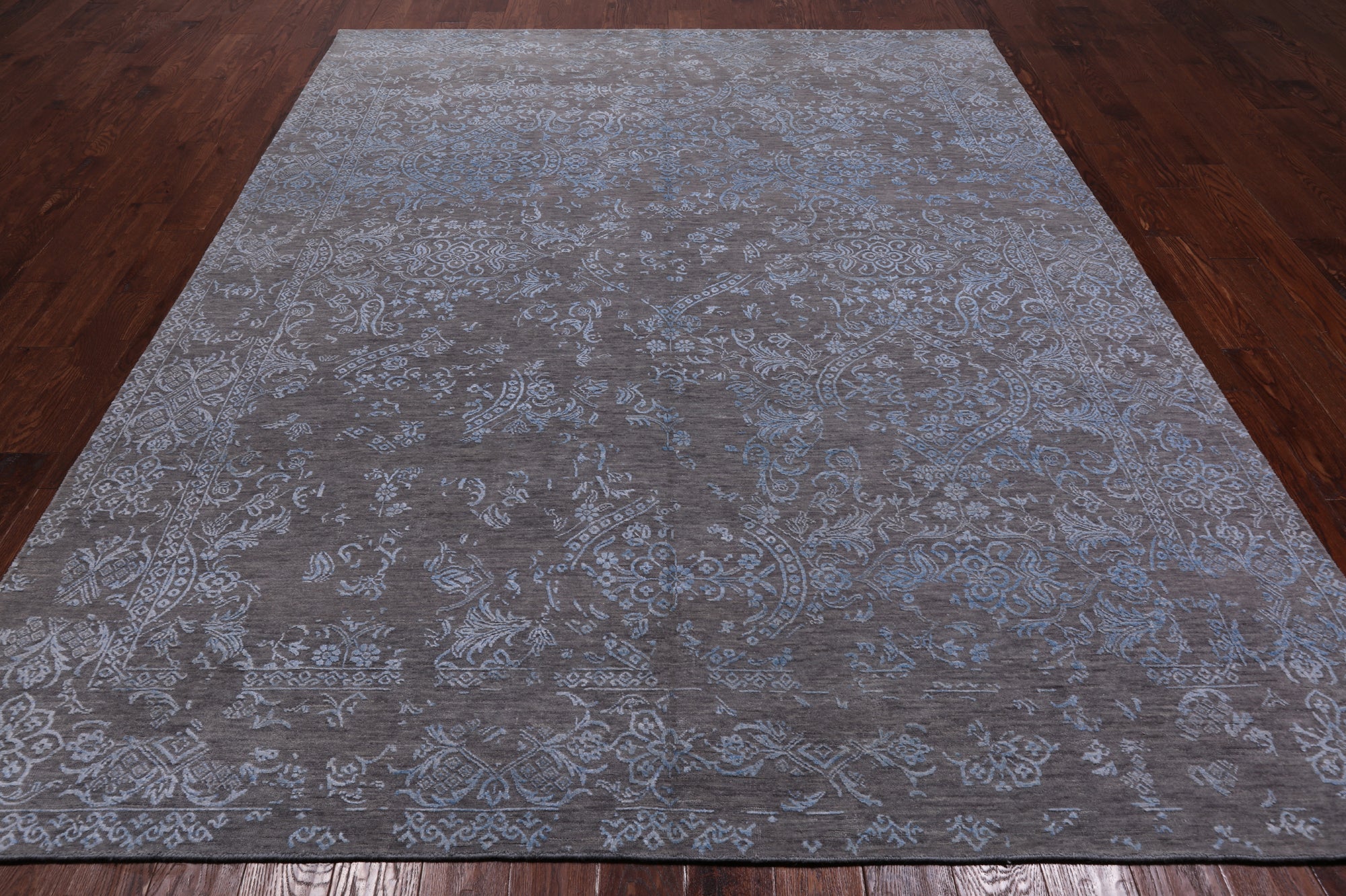 Grey Persian Tabriz Hand Knotted Wool & Silk Rug - 7' 11" X 9' 10"
