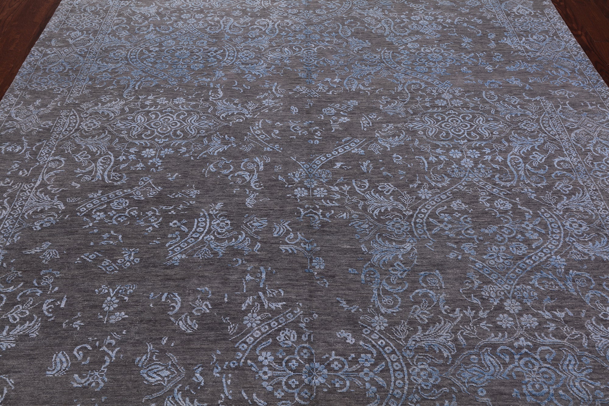 Grey Persian Tabriz Hand Knotted Wool & Silk Rug - 7' 11" X 9' 10"