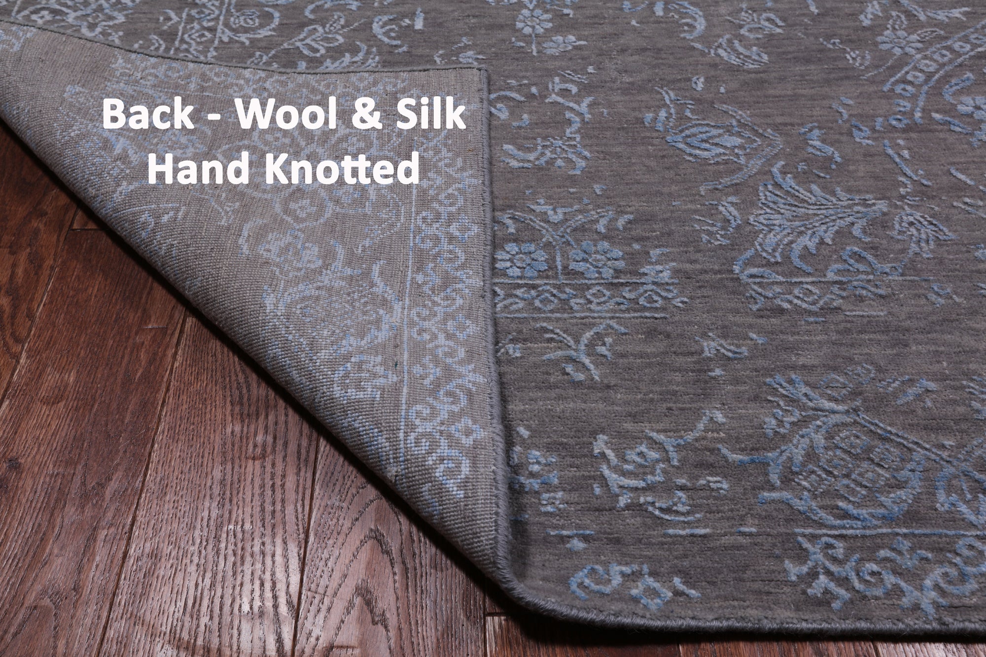 Grey Persian Tabriz Hand Knotted Wool & Silk Rug - 7' 11" X 9' 10"