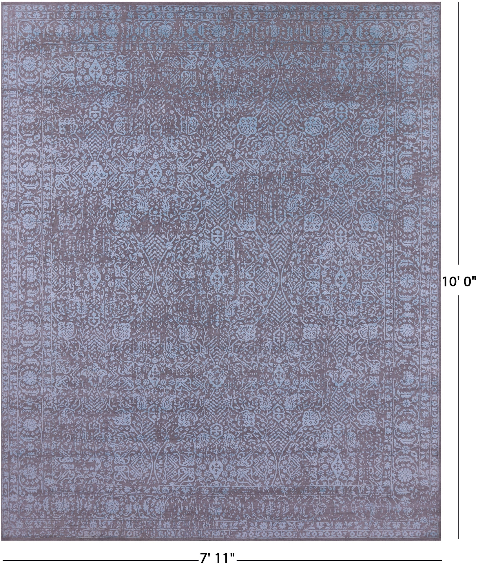 Grey Contemporary Hand Knotted Wool & Silk Rug - 7' 11" X 10' 0" - Golden Nile
