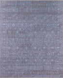 Grey Contemporary Hand Knotted Wool & Silk Rug - 7' 11" X 10' 0" - Golden Nile