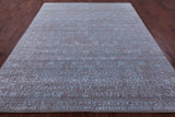 Grey Contemporary Hand Knotted Wool & Silk Rug - 7' 11" X 10' 0" - Golden Nile