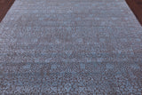 Grey Contemporary Hand Knotted Wool & Silk Rug - 7' 11" X 10' 0" - Golden Nile