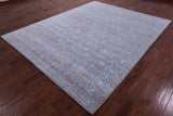 Grey Contemporary Hand Knotted Wool & Silk Rug - 7' 11" X 10' 0" - Golden Nile