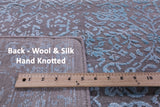 Grey Contemporary Hand Knotted Wool & Silk Rug - 7' 11" X 10' 0" - Golden Nile