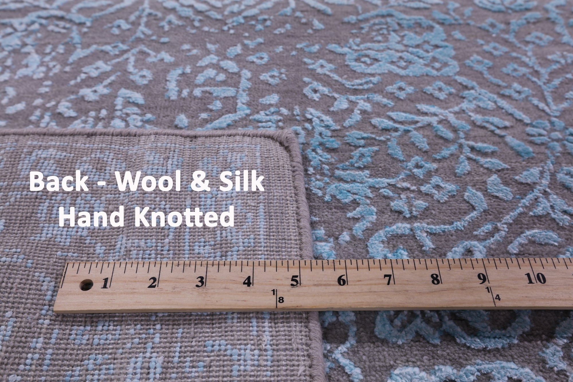 Grey Contemporary Hand Knotted Wool & Silk Rug - 7' 11" X 10' 0" - Golden Nile