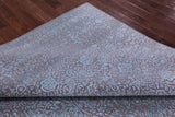 Grey Contemporary Hand Knotted Wool & Silk Rug - 7' 11" X 10' 0" - Golden Nile